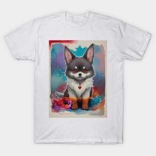Watercolor Dog 1 - Japanese Retro Art T-Shirt